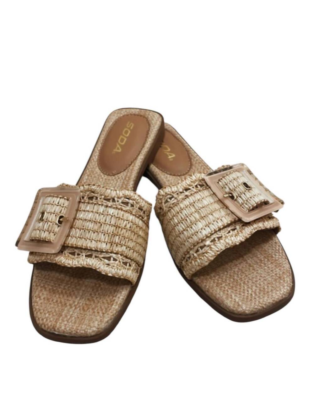 NEW SODA women's woven slip on sandal in beige